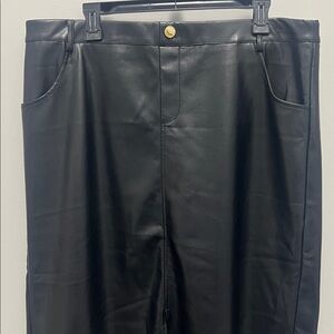 Marc Jacobs Black Faux Leather Skirt, Cut Outs at bottom Size Ex-Large